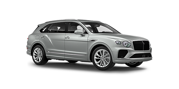 Bentley Budapest Bentley Bentayga EWB front side angled view in Moonbeam coloured exterior. 