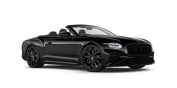 Bentley Budapest Bentley Continental GTC Black Edition convertible front three quarters in Onyx black paint